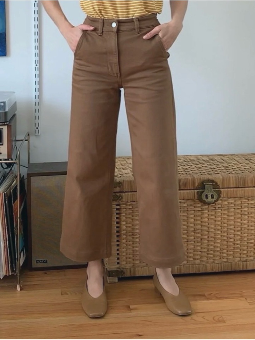 Everlane Brown High-Rise Wide-Leg Pants